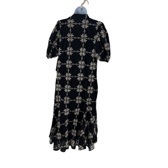 Tuckernuck NEW Black Eyelet Lewis Puff Sleeve Embroidered Maxi Dress Size XS - Picture 7 of 11